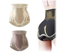 Dispositif de mise en forme de réparation de fibre ionique en soie de glace, modeleur de restauration de fibre unique, culotte de contrôle du ventre pour femme (Peau + Café, M (for 40-50kg))
