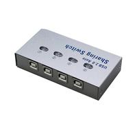Dispositif de Partage D’imprimante USB 2.0 4 Ports, Commutation Automatique | Ordinateurs Multiples, Usage Maison et Petit Bureau, Métal et Plastique, Argenté, sans Câble