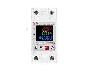 Dispositif de Protection Contre Les surtensions et Les sous-tensions, Double Affichage sur Rail Din, Relais de Protection réglable 63A 220V 230V KWH