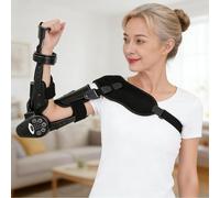Dispositif de rééducation du coude avec stabilisateur en écharpe orthèse de coude articulée pour la récupération après un AVC accoudoir réglable en 3 longueurs(Left)