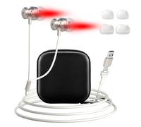 Dispositif de thérapie par lumière rouge - Thérapie par lumière rouge améliorée de 650 nm pour oreilles avec USB et Type-C, comprend 2 paires d'embouts en silicone et un étui de rangement