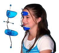 Dispositif de Traction Dentaire Avant, Capuchon de tête orthodontique, Arc Facial réglable à Barre Unique, Tracteur d'arc Facial de Type axe, adapté à la Correction du Menton du Visage, Bleu
