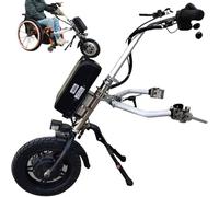 Dispositif de traction pour fauteuil roulant électrique Kit de conversion avec phare LED à double perle, portée de 65 km, 3 vitesses de réglage de la vitesse, chariot électrique pour personnes