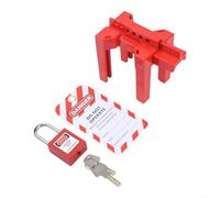 Dispositif de verrouillage de vanne à bille réglable pour tuyaux de 1,27 à 6,3 cm, étiquette de sécurité ABS avec cadenas pour robinet d'eau et isolation de valve industrielle, rouge (A)