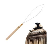 Dispositif d'enfilage de cheveux - Inserteur de perles finition bois, anneau de connecteur en silicone, guide d'extension de plumes pour un réglage professionnel de l'application de tressage | Outil p