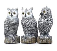 Dispositifs Anti-Oiseaux 3 pièces, leurre de Hibou réaliste pour effrayer Les Oiseaux, dispositifs répulsifs d' en Plastique pour Les Jardins extérieurs, et Blanc, leurre de Hibou