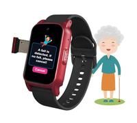 Dispositifs D'alerte De Chute pour Personnes Âgées, Montre Connectée Senior, Traceur Personne Âgée, Bouton SOS + Appel Vidéo HD, pour Alzheimer Et DémenceRed,1.25 * 0.57 * 2.22inch