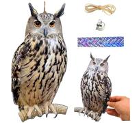 Dispositifs de Peur des Oiseaux Scureur de Chouette en Plastique pour Jardin extérieur, Cour, décoration Piscine, Marron et Blanc