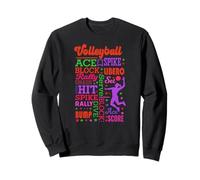 Disposition des termes de volleyball avec poses d'action et mots puissants Sweatshirt