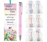Dispowreath Lot de 12 ensembles/24 cadeaux « Happy Mother's Day », comprend 12 stylos et proverbes « God Bless Mom » 31 : 28 marque-pages pour la fête des mères, l'église, l'école, la salle de classe,