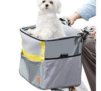 DISPRA Panier pour chien, sac de transport amovible pour animal domestique, sac de guidon respirant avec 3 poches latérales, sac à dos pour chat, chien, sac à dos pour vélo, randonnée, voyage,