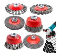 Disque à Fil pour Meuleuse | Brosse à Fil Nœudé 6 Pièces | Accessoires M14 pour Détail Décroutage | Maintenance Industrielle Réparation Automobile Nettoyage Soudure Travail Métaux