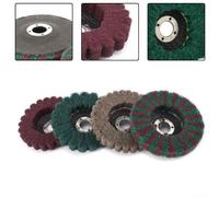 Disque à récurer en fibre de nylon de 10,2 cm pour meulage et polissage avec diamètre de 100 mm et ouverture de 16 mm pour meuleuse d'angle (A)