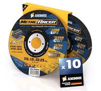 Disque a tronconner 115 metal (10 pièces) - Ø115x1x22.23mm - Disque a tronconneuse metaux Metal Racer by AMBOSS WERKZEUGE - Disque meuleuse 115 pour acier, acier inoxydable et meuleuse angulaire