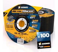 Disque a tronconner 115 metal (100 pièces) - Ø115x1x22.23mm - Disque a tronconneuse metaux Metal Racer by AMBOSS WERKZEUGE - Disque meuleuse 115 pour acier, acier inoxydable et meuleuse angulaire