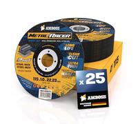 Disque a tronconner 115 metal (25 pièces) - Ø115x1x22.23mm - Disque a tronconneuse metaux Metal Racer by AMBOSS WERKZEUGE - Disque meuleuse 115 pour acier, acier inoxydable et meuleuse angulaire