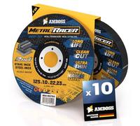 Disque a tronconner 125 metal (10 pièces) - Ø125x1x22.23mm - Disque a tronconneuse metaux Metal Racer by AMBOSS WERKZEUGE - Disque meuleuse 125 pour acier, acier inoxydable et meuleuse angulaire