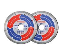 WORKPRO Lot de 2 Disques à Tronçonner Diamantés 125 mm, Ultra-Fins 1,2 mm pour Coupe à Sec et à l'Eau, pour Carrelage, Porcelaine, Céramique, Béton, Marbre, Meuleuse