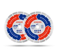 Disque a Tronconner Diamantes 230 mm WORKPRO, 2 Pieces pour Carrelage, Beton, Pierre, Brique, Granit, Marbre, Meuleuse