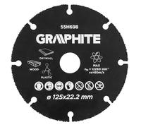 Disque à tronçonner - GRAPHITE - 125 x 22,2 mm - Carbure de tungstène - Pour bois et plastique