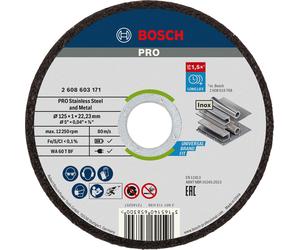 Disque à tronçonner PRO à moyeu standard plat pour acier inoxydable et métal - 125 x 1 x 22,23 mm - BOSCH - 2608603171