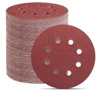 Disque Abrasif 125mm,110 Pièces Avec Des Autocollants Velcro,Disque Poncage Professionnel,8 Trous Pour Disque A Poncer, Polissage En Métal (P40 / 60/80/100/120/150/180/240/320/400/600)