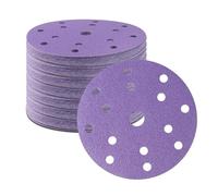 Disque Abrasif 150mm, 100 Disques de Ponceuse Orbitale, 600 Grains en céramique, 15 Trous, crochet et boucle, Papier de verre Orbital aléatoire Professionnel Pour L'automobile et le Travail du bois