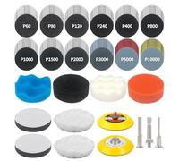 Disque Abrasif 75 mm Velcro 133 pcs, Disques de Ponçage Mouillé et sec, Disque a Poncer pour Dremel, Disque Ponceuse pour Perceuses Sans Fil, Set D'embouts de Polissage P60-P10000 pour des Matériaux T