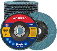 Disque Abrasif a Lamelle 125 mm WORKPRO, 10 Pièces Grain 40, Disque a Meuler en Alumine de Qualite Superieure pour Enlever Ebavure, Rouille, Polissage, Finition