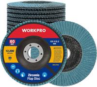 Disque Abrasif a Lamelle 125 mm WORKPRO, 10 Pièces Grain 60, Disque a Meuler en Alumine de Qualite Superieure pour Enlever Ebavure, Rouille, Polissage, Finition
