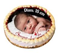 Disque AZYME 15 cm comestible photo sur gateau personaisé avec votre image