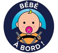 Disque Bébé à bord 18 cm couleur motif bébé à bord volant- Color Pop - Electrostatique - France