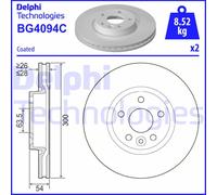 Delphi Disque de frein BG4094C avant ventilé pour Ford, Land Rover, Volvo – Jeu de 2