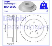 Delphi Disque de frein BG4980C arrière plein pour SsangYong 2 pièces
