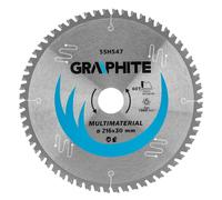 Disque circulaire Vidia, multimatériaux, 60 dents, 216 mm, Graphite