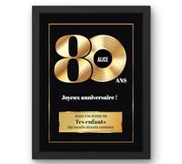 Disque d’Or personnalisé photo prénoms texte - Affiche avec ou sans cadre, Toile ou Plexiglas - Cadeau couple Amour - Idée cadeau Noël Anniversaire Mariage Femme Homme (80 ans anniversaire)