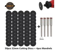 Disque de coupe abrasif CMCP 32mm avec mandrins, meules pour accessoires Dremel, outil rotatif de coupe du métal, lame de scie 60pcs Set