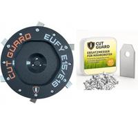 Disque de coupe compatible avec EUFY E15/E18 avec protection avec 6 lames - Plateau et plateau de couteau, ne bloque pas l'herbe, durable et sûr (disque de coupe + lot de 60 lames)