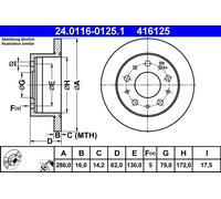 Disque De Frein 24.0116-0125.1 ATE Pour FIAT CITROËN PEUGEOT