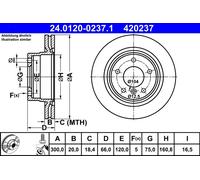 Disque de frein ATE 24.0120-0237.1 arrière, ventilé, à haute teneur en carbone, 1 pièce
