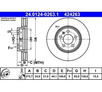 Disque De Frein 24.0124-0263.1 ATE Pour VW AUDI SEAT SKODA