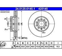 ATE Disque de frein avant 24.0125-0145.1 ventilé haute teneur en carbone 1 pièce