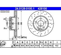 Disque de frein ATE 24.0128-0100.1 avant, ventilé, à haute teneur en carbone, 1 pièce