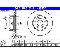 ATE 24.0128-0155.1 Disque de frein