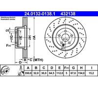 ATE Disque de frein 24.0132-0138.1 avant, ventilé, haute teneur en carbone, 1 pièce