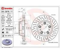 Disque de frein BREMBO 09C87811 arrière, ventilé, à haute teneur en carbone, 1 pièce