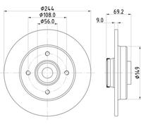 Disque de frein arrière HELLA PAGID PRO pour CITROEN DS OPEL PEUGEOT VAUXHALL