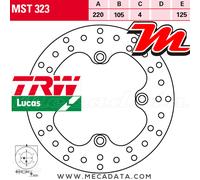 Disque de frein Arrière TRW Lucas MST 323 Honda XR 250 (ME06) 1992