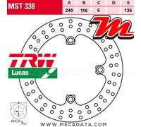 TRW Disque de frein arrière Honda CB 500 F 13 – rond argenté