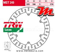 Disque de frein Arrière TRW MST 249 Yamaha XVZ 1300 13 TF Wild Star (VP09) 1999+